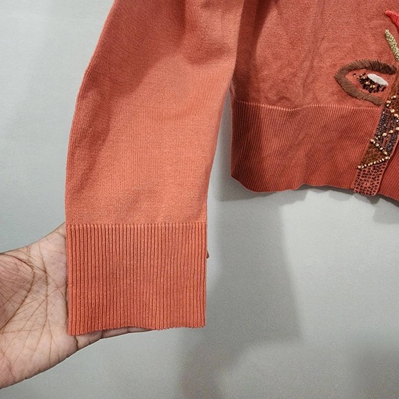 Parisian Signature Beaded Button Front Knit Cardigan Sweater Women's Size XL - Picture 5 of 12